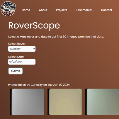 RoverScope app screenshot